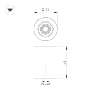 Светильник SP-FOCUS-R110-18W Day4000 (BK, 15 deg, 230V) (Arlight, IP54 Металл, 5 лет)