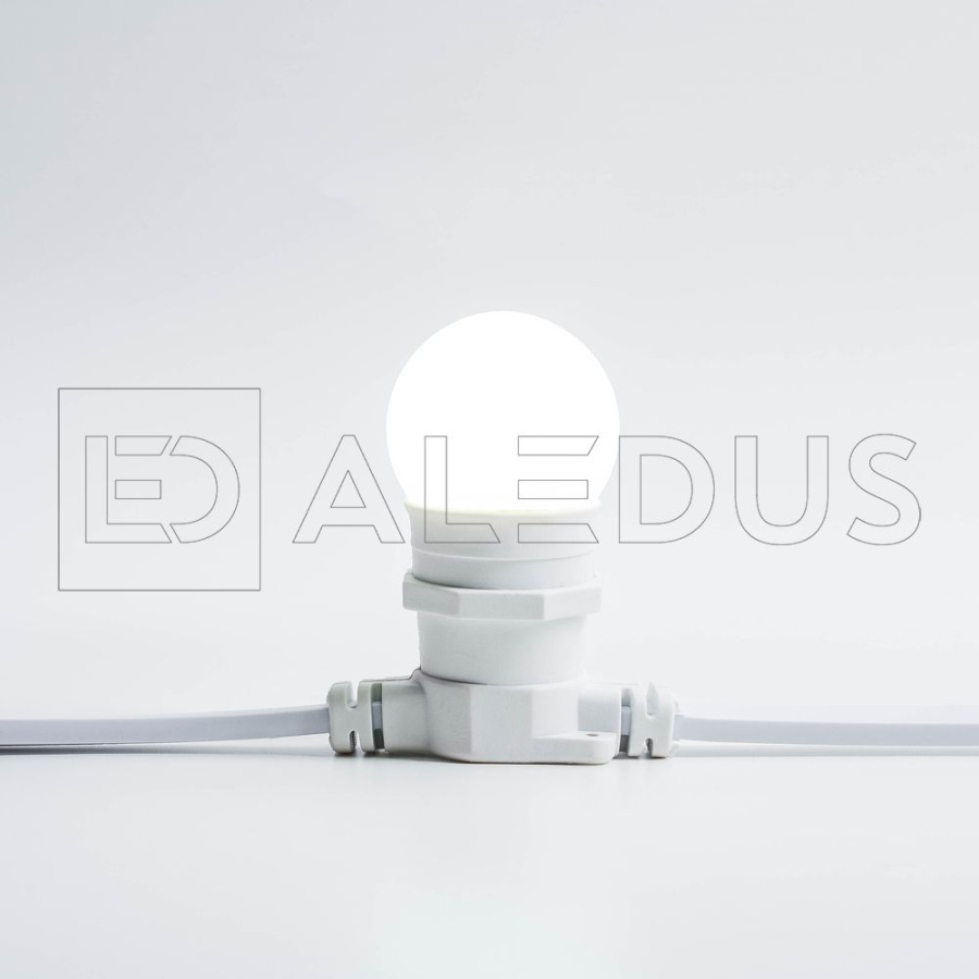 Белт лайт ALEDUS бухта 50 м, белый провод, ПВХ, шаг 20 см, Е27