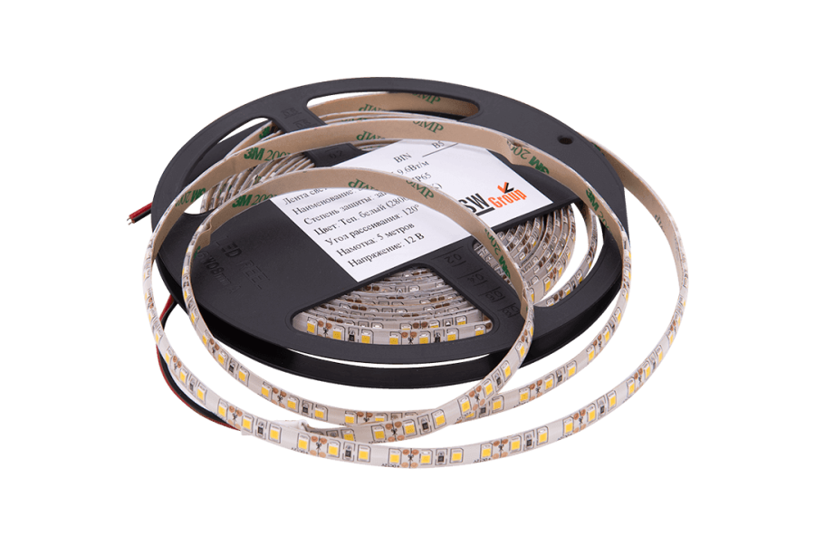Лента светодиодная SWG SWG2120, 9,6 Вт/м, 12В , IP65, теплый белый