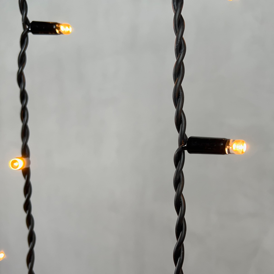 Гирлянда Бахрома 3,2 x 0,9 м Экстра Тепло-Белая 220В, 168 LED, Провод Черный Каучук, IP65