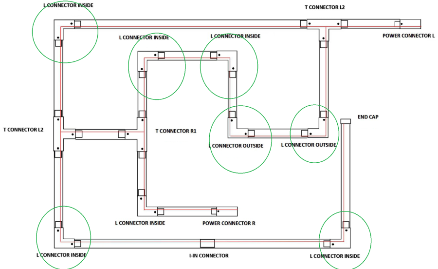Коннектор для 4-lines трека квадратного "L" образный, 4TRA Q "L"
