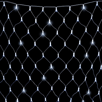 Светодиодная Сеть с Колпачком 2 x 2 м Белая с Мерцанием Белого Диода 220В, 256 LED, Провод Прозрачный ПВХ, IP65