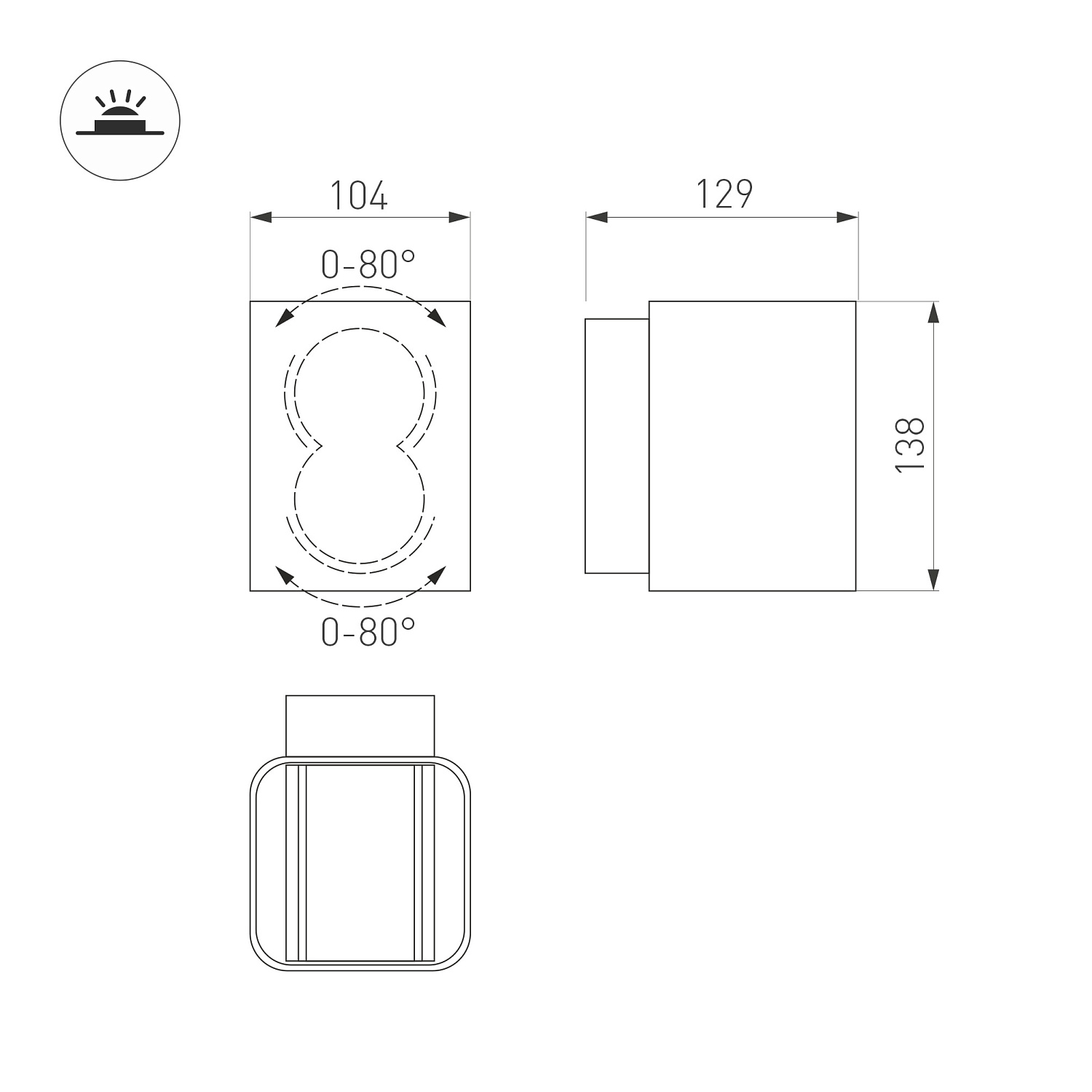 Светильник LGD-WALL-VARIO-S104x129-2x6W Warm2700 (GR, 1-80 deg) (Arlight, IP54 Металл, 3 года)