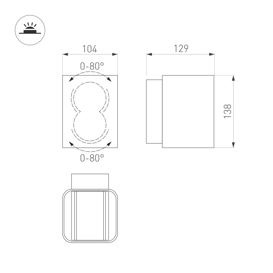 Светильник LGD-WALL-VARIO-S104x129-2x6W Warm2700 (GR, 1-80 deg) (Arlight, IP54 Металл, 3 года)
