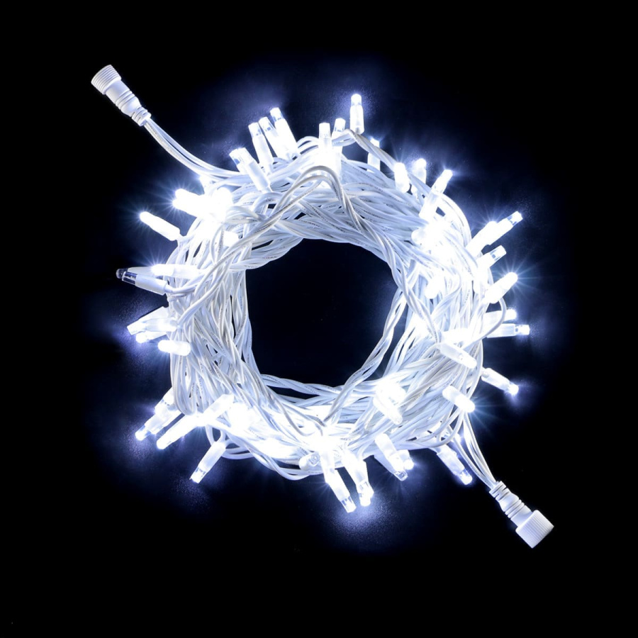 Гирлянда Нить 10м Белая 24В, 75 LED, Провод Белый Каучук, IP65