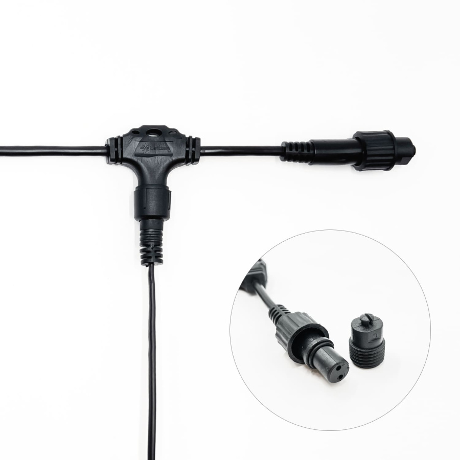 Белт-Лайт UNIBELT 10м, Провод Черный Каучук, Шаг 50 см, 20 Подвесных Патронов, IP65