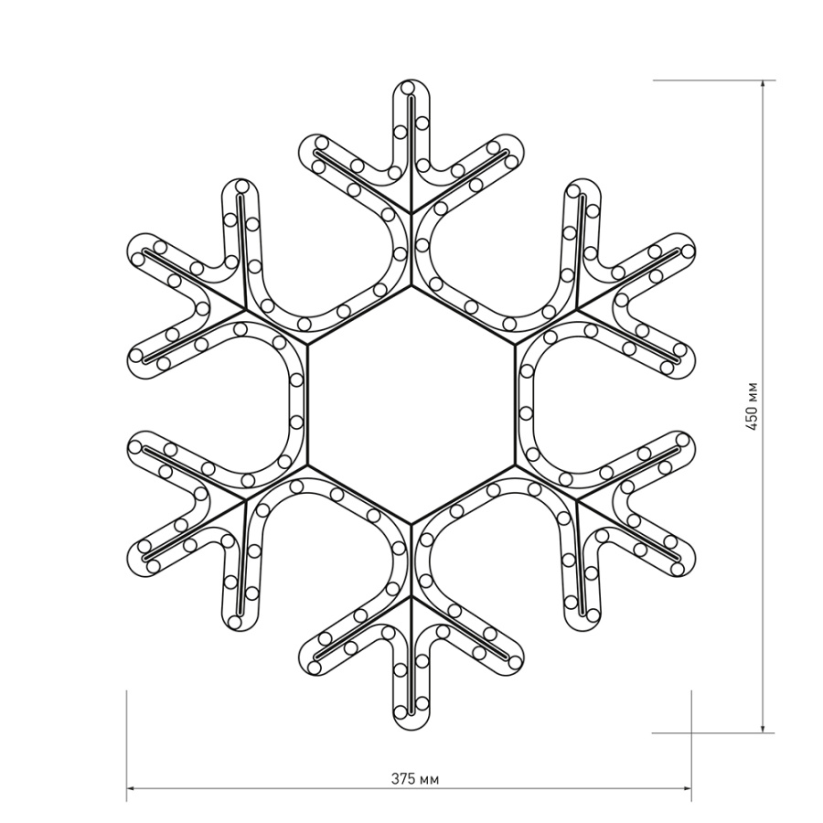 Фигура cветодиодная ARD-SNOWFLAKE-M7-450x375-108LED Warm (230V, 6.5W) (Ardecoled, IP65)