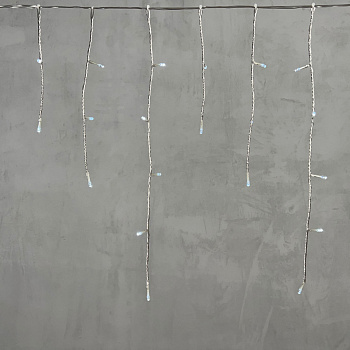 Гирлянда Бахрома на Батарейках 3 x 0,5 м Белая, 100 LED, Провод Прозрачный Силикон, IP65