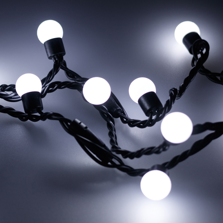 Светодиодная гирлянда ARD-BALL-CLASSIC-D17.5-10000-BLACK-100LED WHITE (230V, 7W) (Ardecoled, IP65)