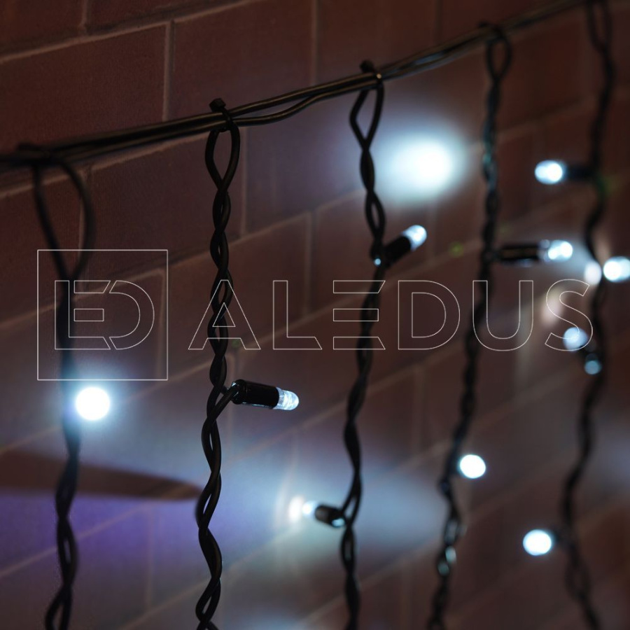 Бахрома (Айсикл) ALEDUS, 220 В, 3x0.9 м, черный провод, резина, белый, без мерцания