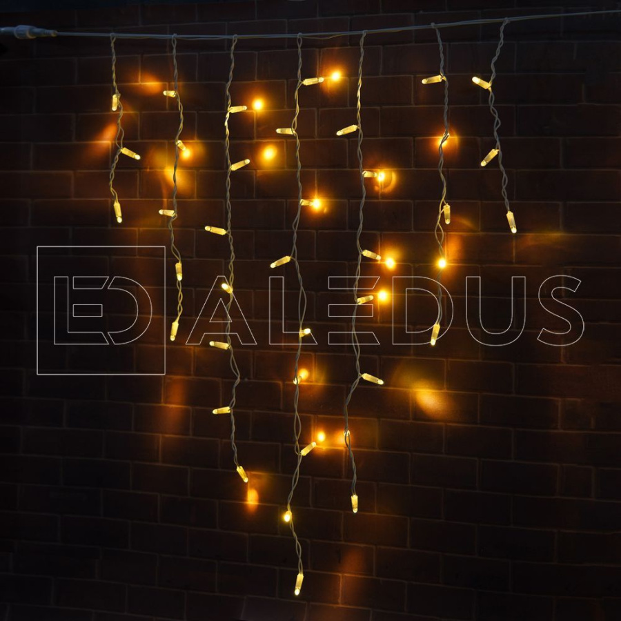 Бахрома (Айсикл) ALEDUS, 220 В, 3x0.9 м, IP65, белый провод, теплый белый, без мерцания