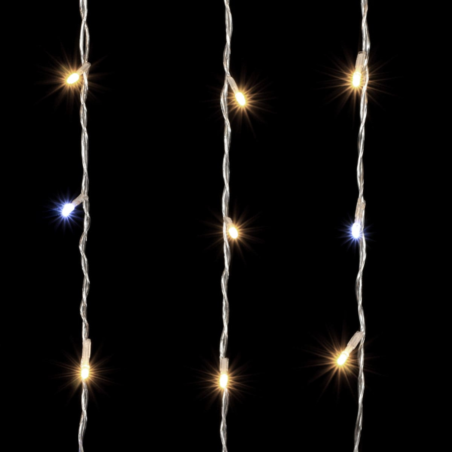 Гирлянда Занавес 2 x 2 м Тепло-Белый с Мерцанием Белого Диода 220В, 400 LED, Провод Прозрачный ПВХ, IP54