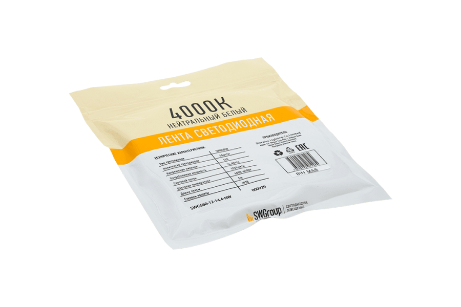 Лента светодиодная SWG SWG560, 14,4 Вт/м, 12В, IP20, нейтральный белый