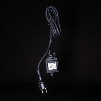Трансформатор 4,8W для Силиконовых Нитей 24В, до 100 LED, Провод Черный Каучук, IP65