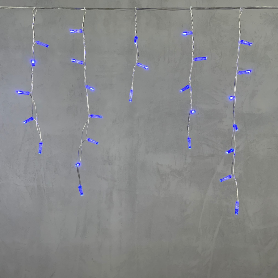 Гирлянда Бахрома с Колпачком 3,1 x 0,5 м Синяя 220В, 120 LED, Провод Прозрачный ПВХ, IP65