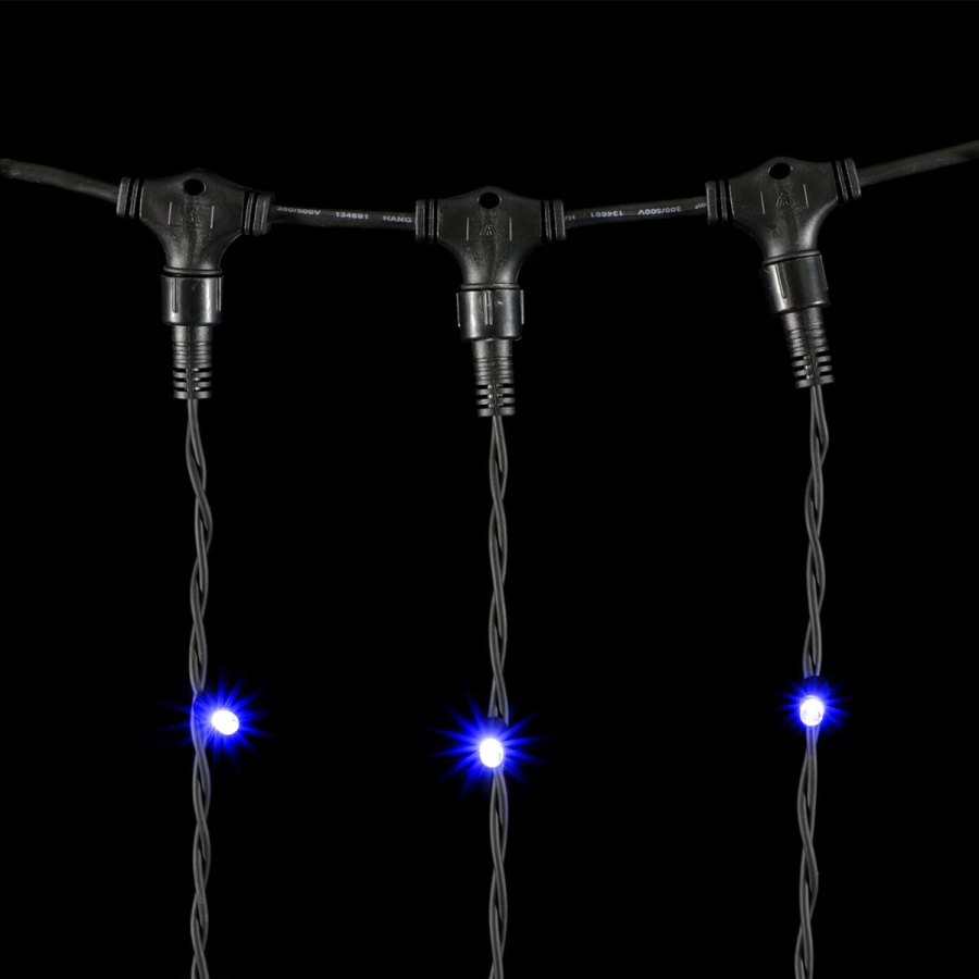 Гирлянда Занавес 2 x 3 м Синий 220В, 600 LED, Провод Черный Каучук, IP65