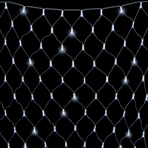 Светодиодная Сеть с Колпачком 2 x 2 м Белая с Мерцанием Белого Диода 220В, 256 LED, Провод Прозрачный ПВХ, IP65
