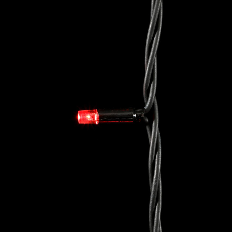 Гирлянда Нить 10м Красная 24В, 75 LED, Провод Черный Каучук, IP65