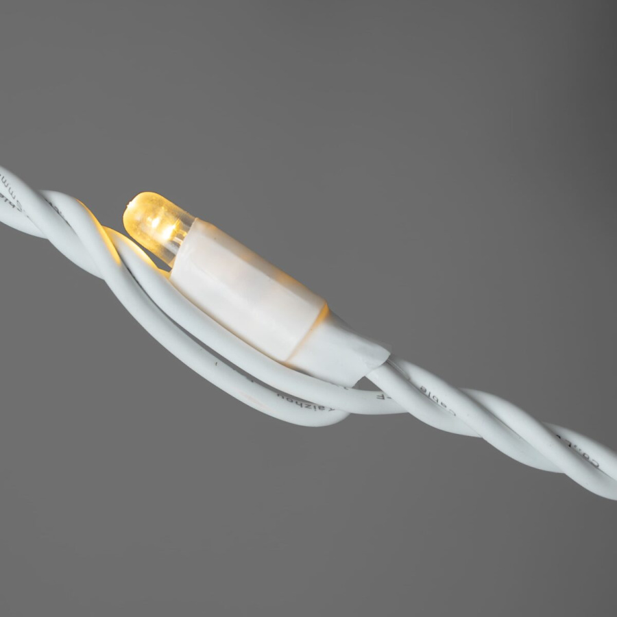 Гирлянда Нить Тверская 5м Тепло-Белая с Контроллером 24В, 54 LED, Провод Белый Каучук, IP65