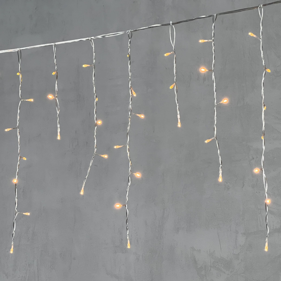 Гирлянда Бахрома 4,9 x 0,5 м Экстра Тепло-Белая 220В, 240 LED, Провод Прозрачный ПВХ, IP54