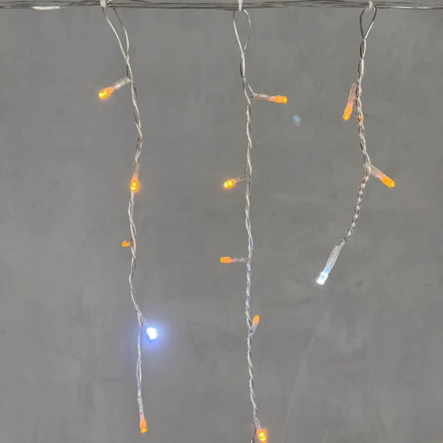 Гирлянда Бахрома 3,1 x 0,5 м Желтая с Мерцанием Белого Диода 220В, 150 LED, Провод Прозрачный ПВХ, IP54