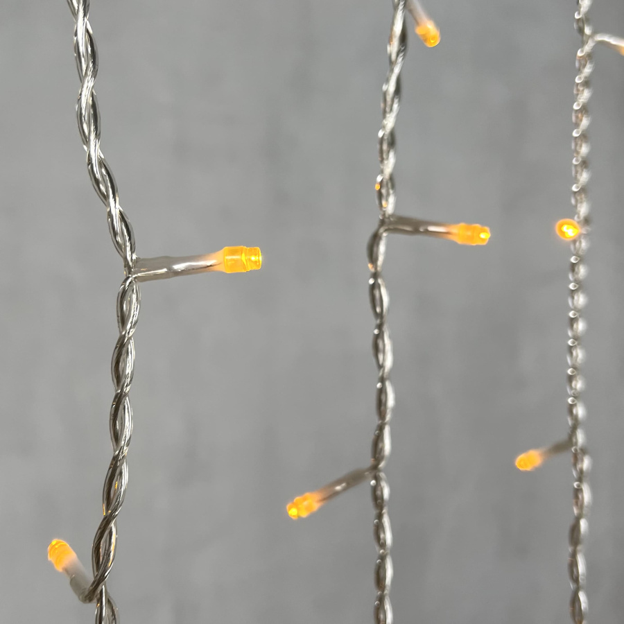 Гирлянда Бахрома 5 x 0,9 м Желтая 220В, 348 LED, Провод Прозрачный Силикон, IP65