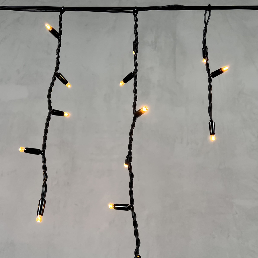 Гирлянда Бахрома 3,1 x 0,5 м Экстра Тепло-Белая 220В, 120 LED, Провод Черный Каучук, IP65