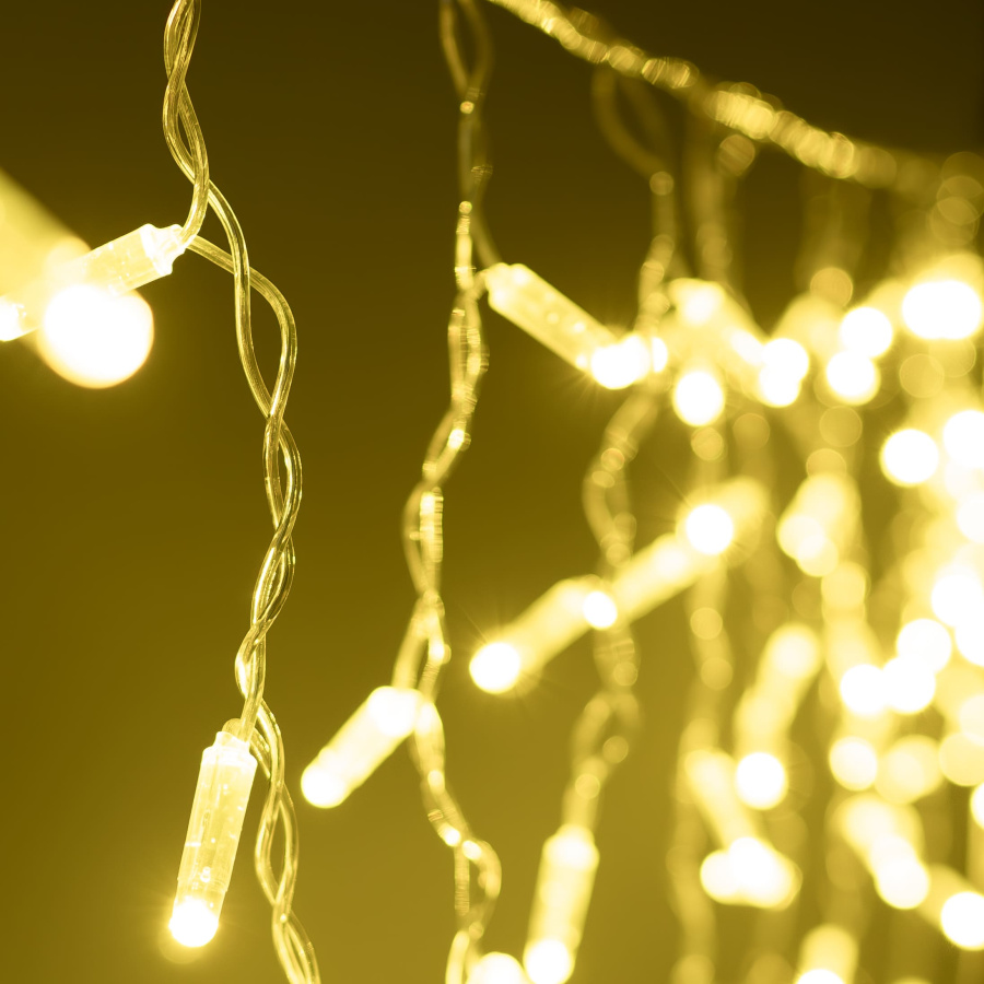 Гирлянда Бахрома с Колпачком 3,1 x 0,5 м Шампань 220В, 120 LED, Провод Прозрачный ПВХ, IP65