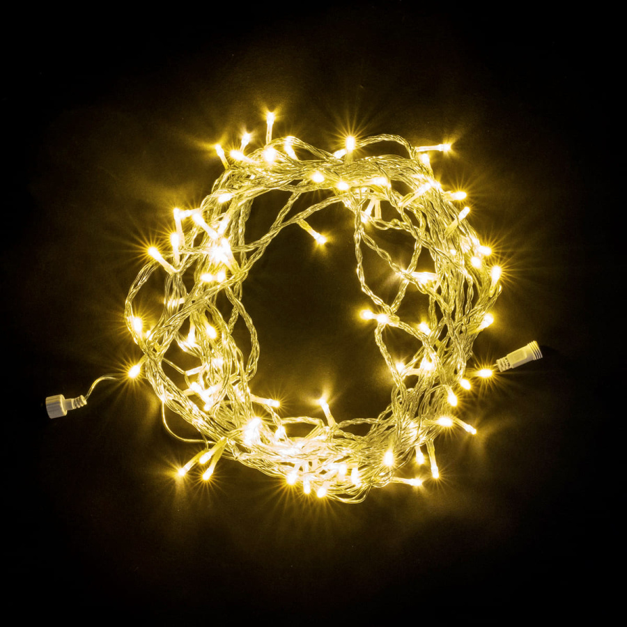 Гирлянда Нить 10м Шампань, 100 LED, Провод Прозрачный ПВХ, IP54