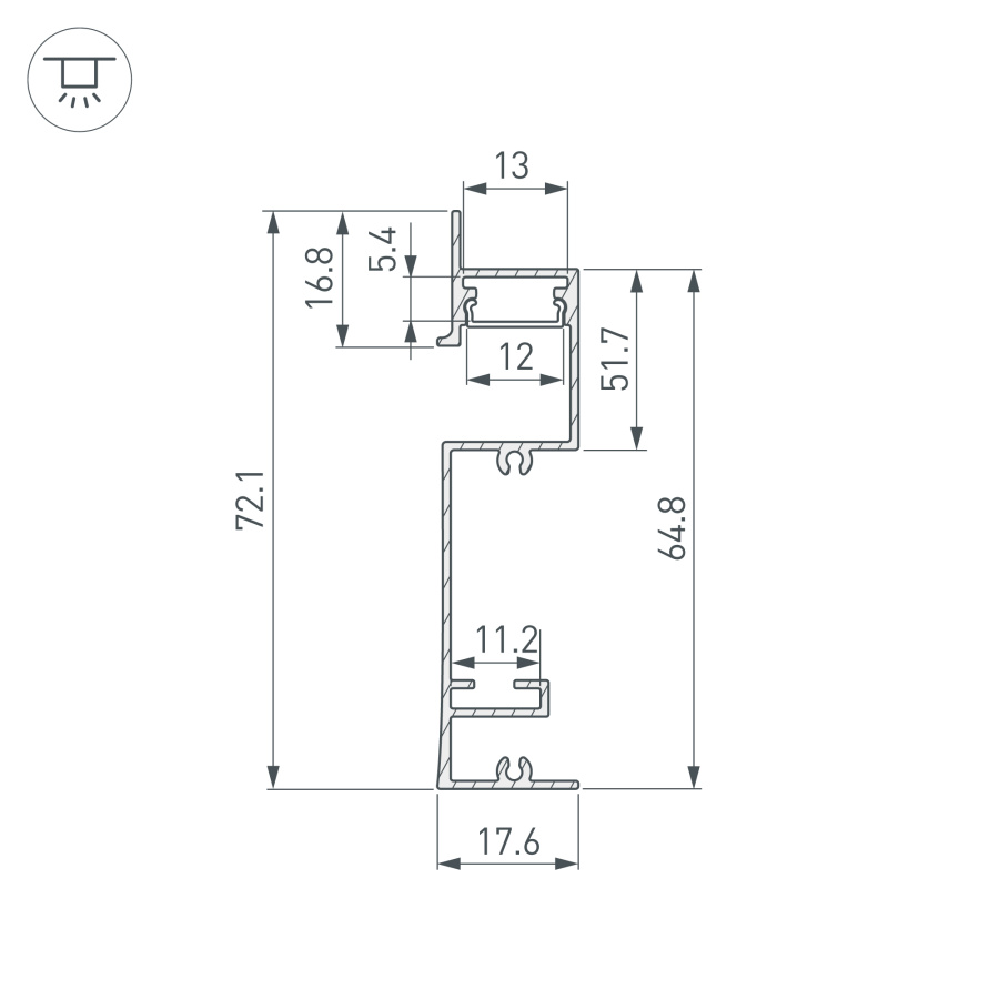 Профиль PLINTUS-H73-F-2000 WHITE (Arlight, Алюминий)