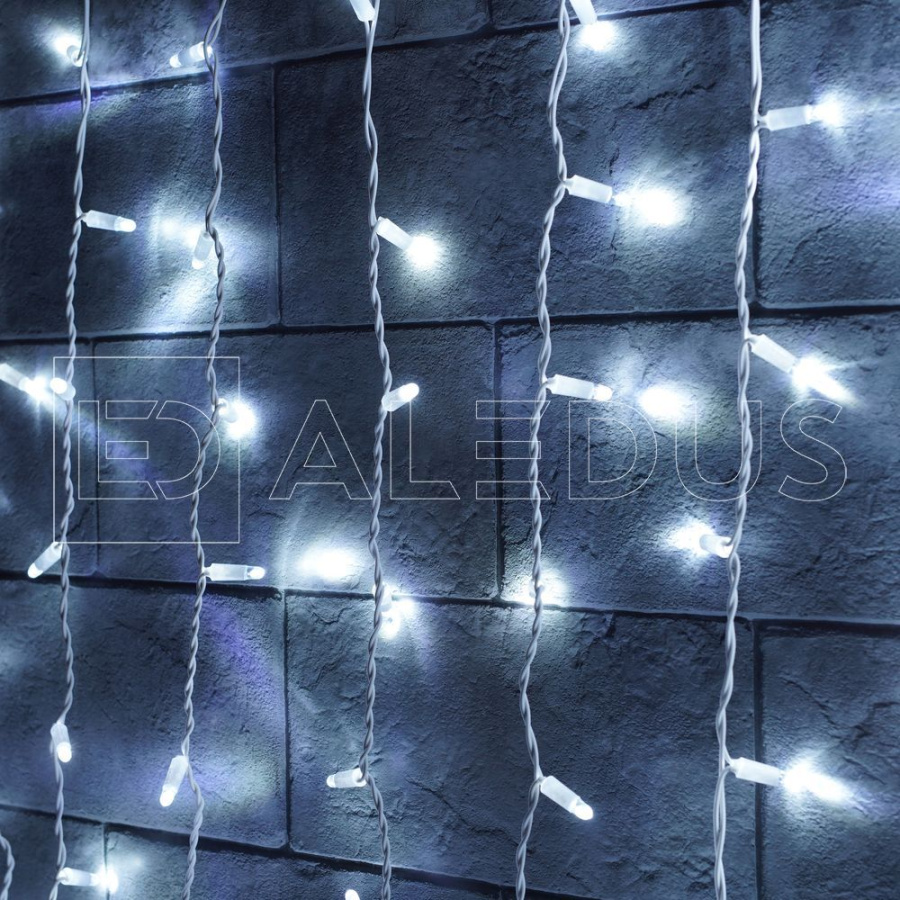 Занавес ALEDUS, 220 В, 2x3 м, белый провод, ПВХ, белый, с мерцанием