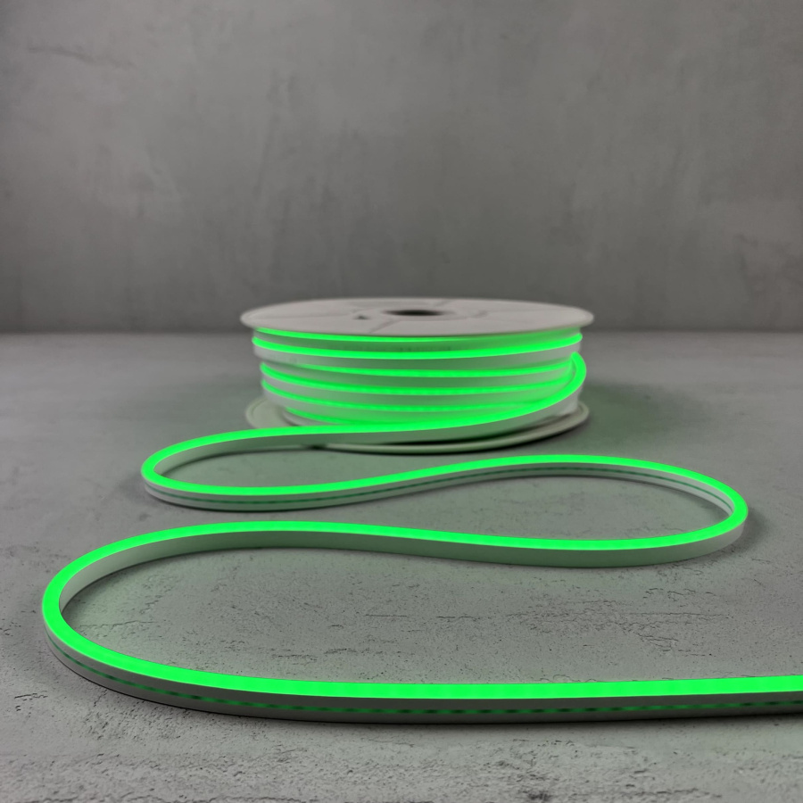 Односторонний Гибкий Неон 8х16мм Зеленый 12В, IP65