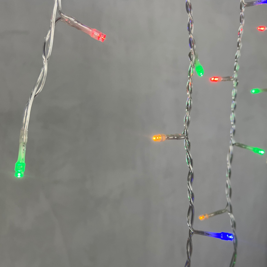 Гирлянда Бахрома 3,1 x 0,5 м Разноцветная 220В, 150 LED, Провод Прозрачный ПВХ, IP54