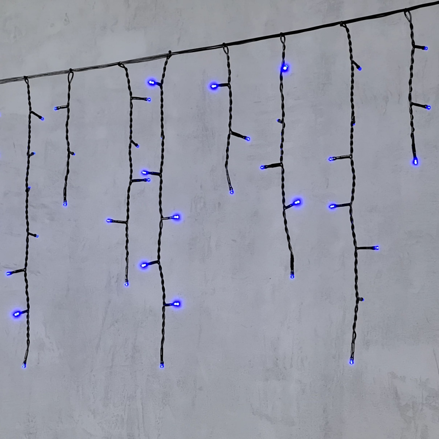 Гирлянда Бахрома 4,9 x 0,5 м Синяя 220В, 240 LED, Провод Черный ПВХ, IP54