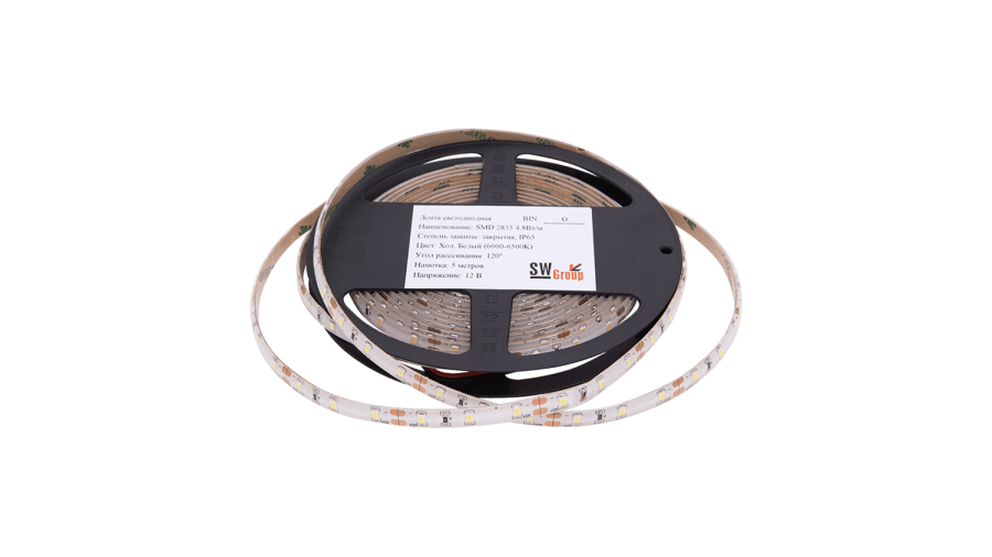 Лента светодиодная SWG SWG260, со скотчем 3М, IP65, холодный белый