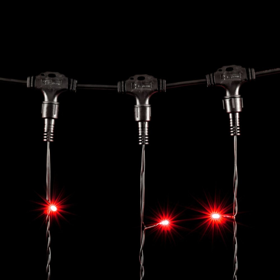 Гирлянда Занавес 2 x 2 м Красный 220В, 400 LED, Провод Черный ПВХ, IP54