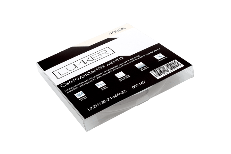 Лента светодиодная Lumker LK2H, 196 LED/м, 18 Вт/м, 24В, IP33, Нейтральный белый (4000K)
