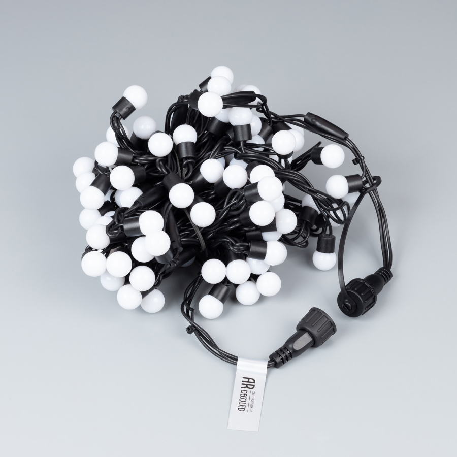 Светодиодная гирлянда ARD-BALL-CLASSIC-D17.5-20000-BLACK-200LED WHITE (230V, 14W) (Ardecoled, IP65)