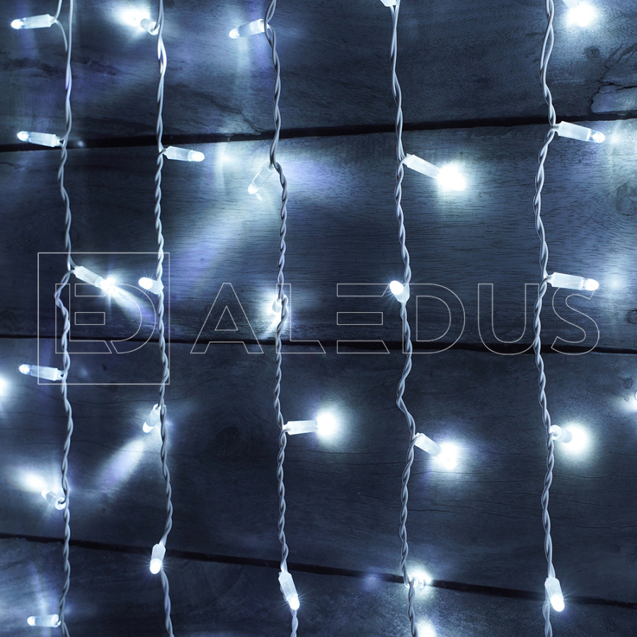 Занавес ALEDUS, 220 В, 2x3 м, белый провод, ПВХ, белый, без мерцания