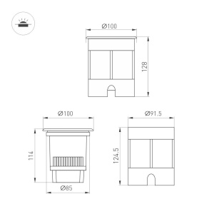 Светильник LTD-DAFNA-GROUND-R100-6W Warm2700 (SL, 20 deg, 230V) (Arlight, IP67 Металл, 5 лет)