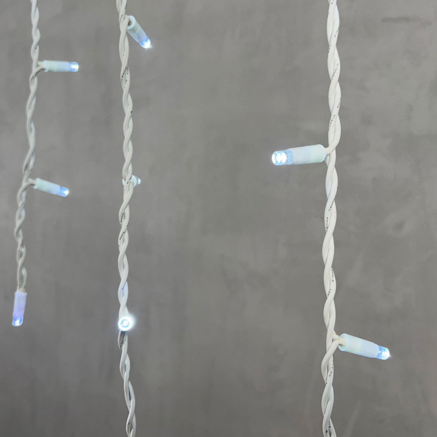 Гирлянда Бахрома 3,2 x 0,9 м Белая с Мерцанием Белого Диода 220В, 168 LED, Провод Белый Каучук, IP65