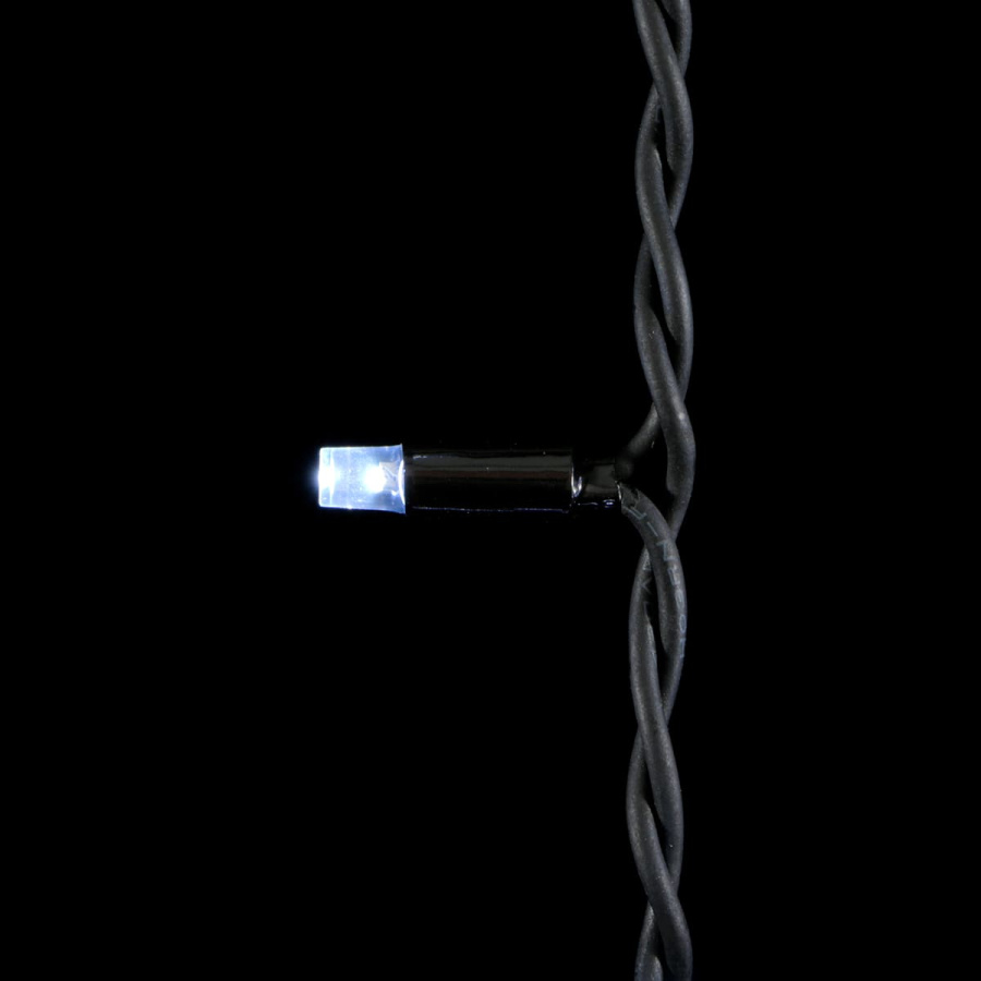 Гирлянда Нить 10м Белая 24В, 75 LED, Провод Черный Каучук, IP65