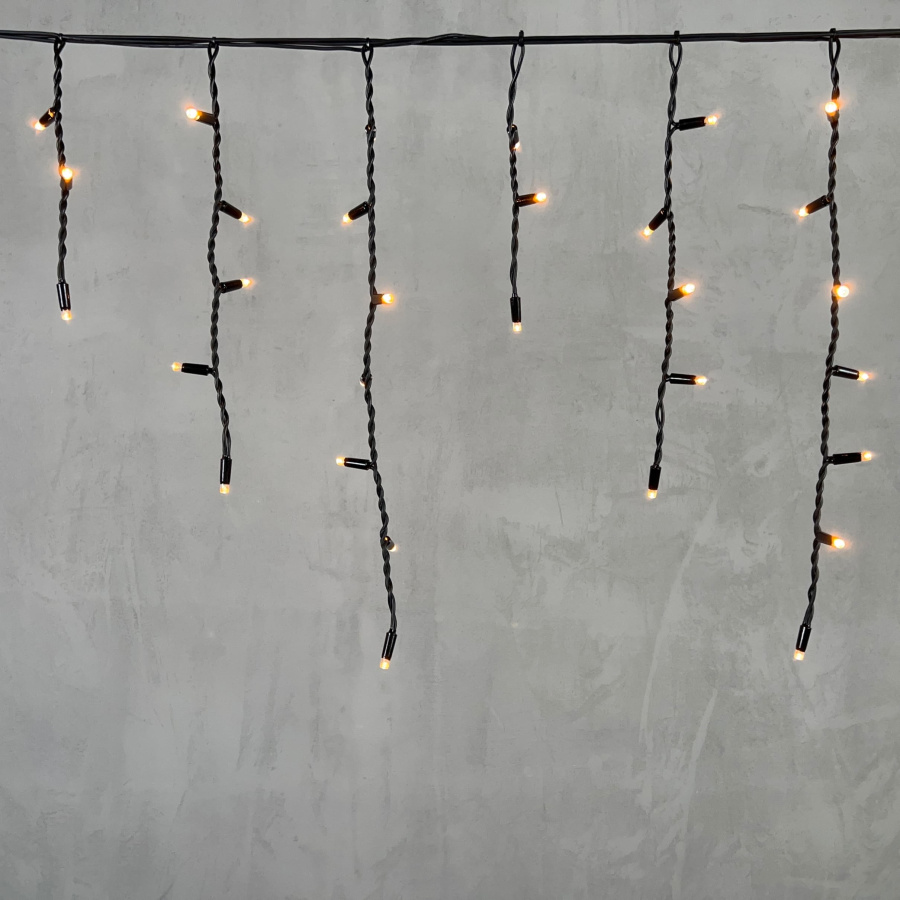 Гирлянда Бахрома 3,1 x 0,5 м Экстра Тепло-Белая 220В, 120 LED, Провод Черный Каучук, IP65