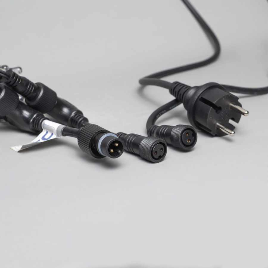 Гирлянда Занавес 2 x 2 м Белый 220В, 400 LED, Провод Черный Каучук 2,3мм, IP65