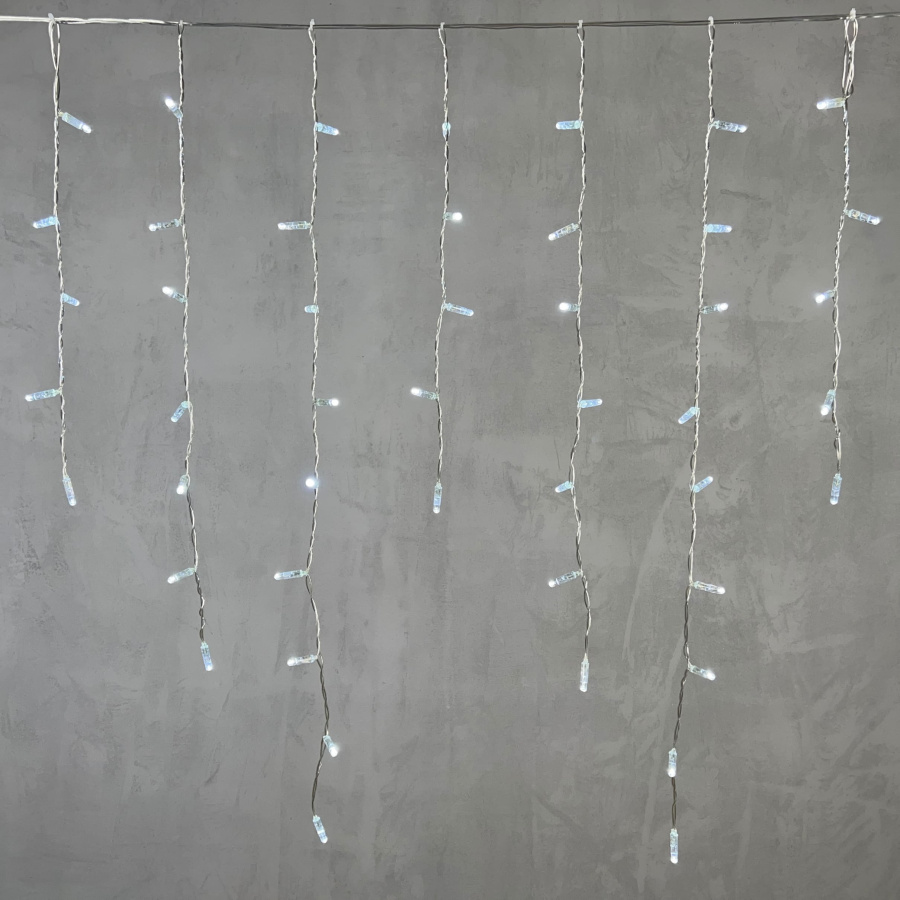 Гирлянда Бахрома с Колпачком 3,2 x 0,9 м Белая 220В, 168 LED, Провод Прозрачный ПВХ, IP65
