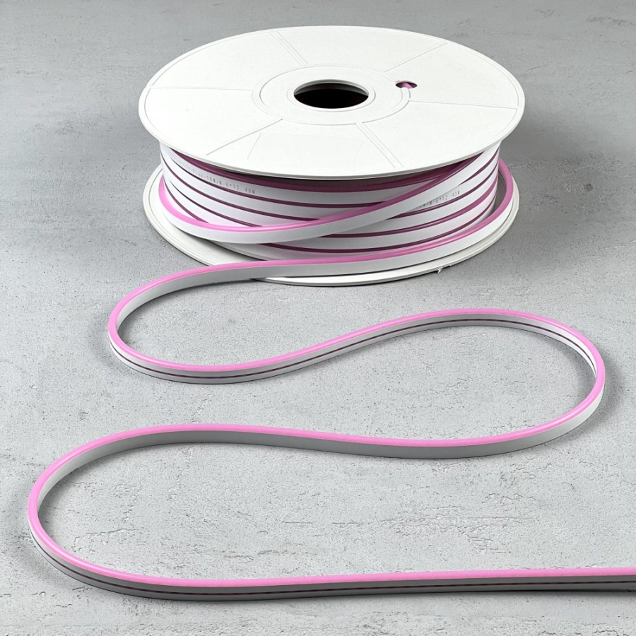 Односторонний Гибкий Неон 6х12мм Розовый 12В, IP65