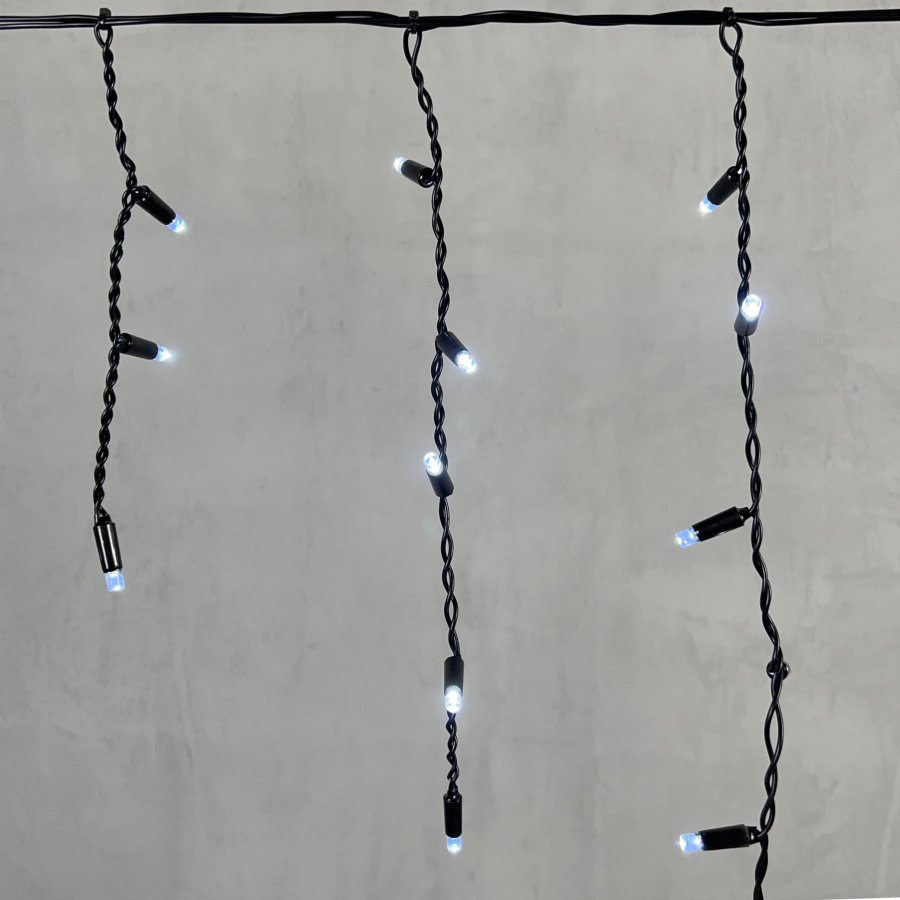 Гирлянда Бахрома с Колпачком 3,1 x 0,5 м Белая 220В, 120 LED, Провод Черный ПВХ, IP65