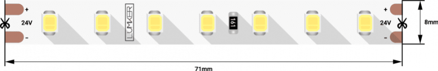 Лента светодиодная Lumker LK2H, 98 LED/м, 10 Вт/м, 24В, IP33, Нейтральный белый (4000K)