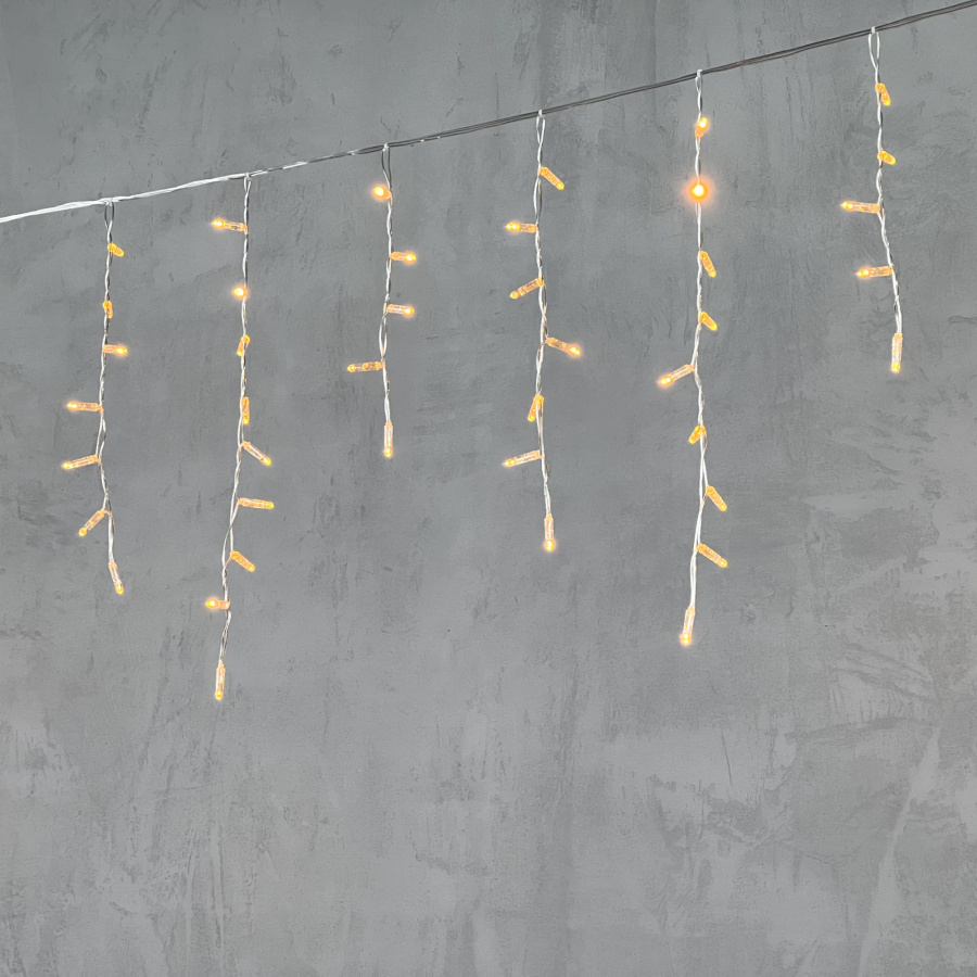 Гирлянда Бахрома с Колпачком 4,9 x 0,5 м Жёлтая 220В, 189 LED, Провод Прозрачный ПВХ, IP65