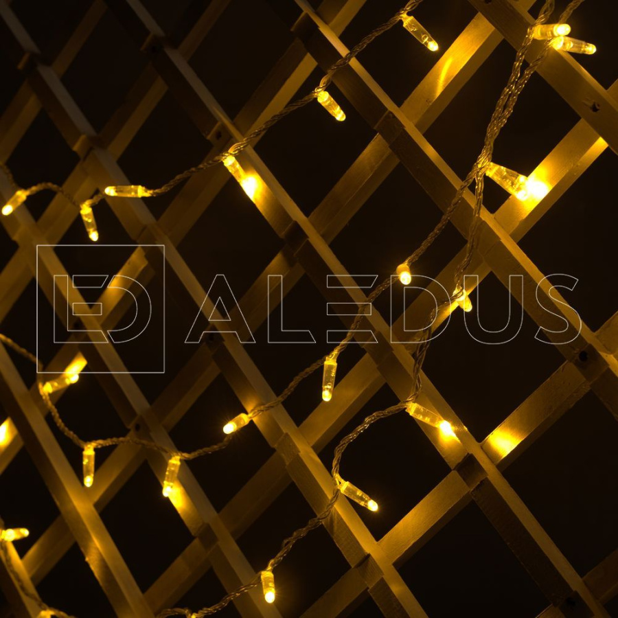 Гирлянда (Нить) ALEDUS, 220 В, 10 м, прозрачный провод, теплый белый, без мерцания